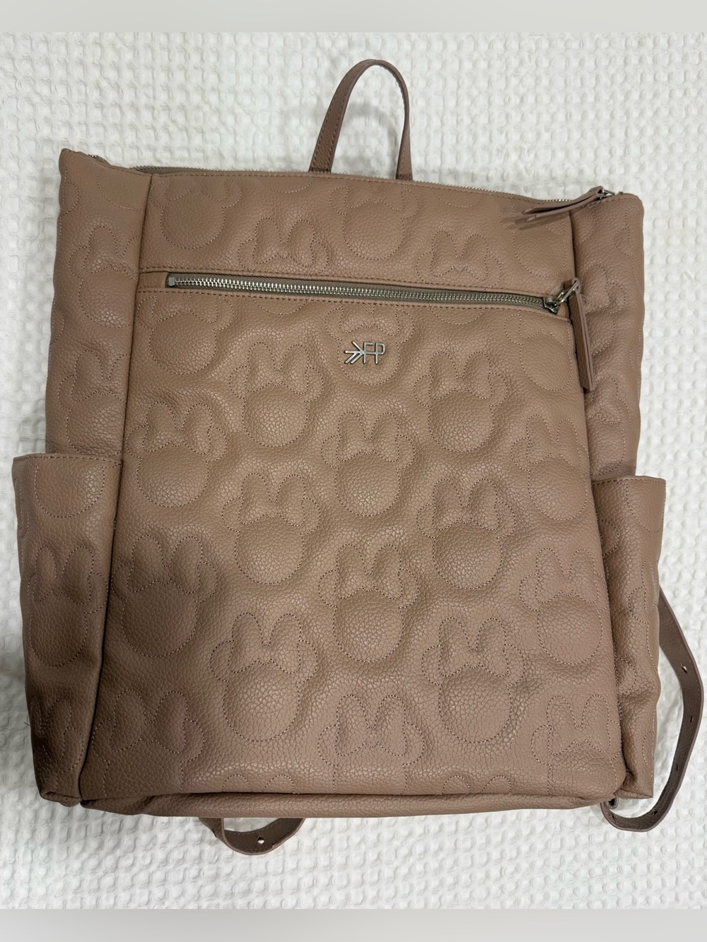 Freshly Picked Taupe Embossed Leather Diaper backpack